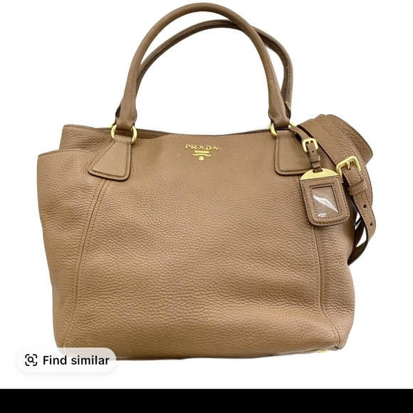 Prada Tan Leather Tote with Gold Accents - Picture 2 of 6